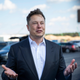 A photo of Elon Musk at a Tesla 'Gigafactory'